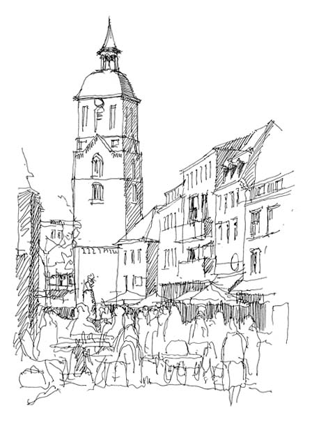 B-Spandau: Markt an der Nikolaikirche